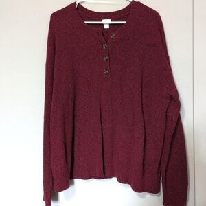 Henley button knit top